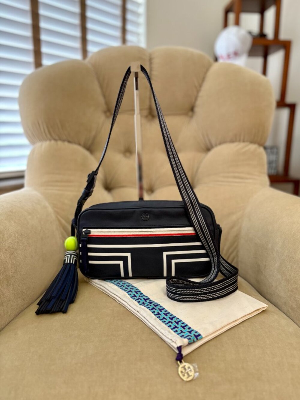 NEW Auth TORY BURCH SPORT TB Tennis Coated Canvas Crossbody...RETIRED